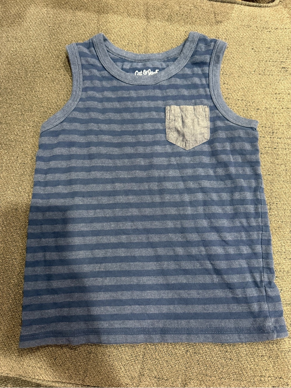 Cat & Jack Blue Striped Tank with Light Blue Pocket